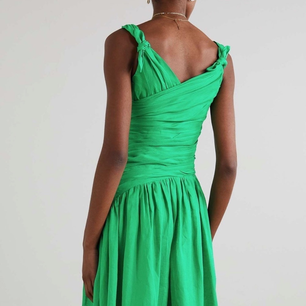 The Tiggy Bow Midi Dress in Green from our Resort Swim 2023 Collection. - Picture 3 of 5